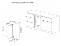 Myčka nádobí Philco PD 108 DTBIT technický nákres